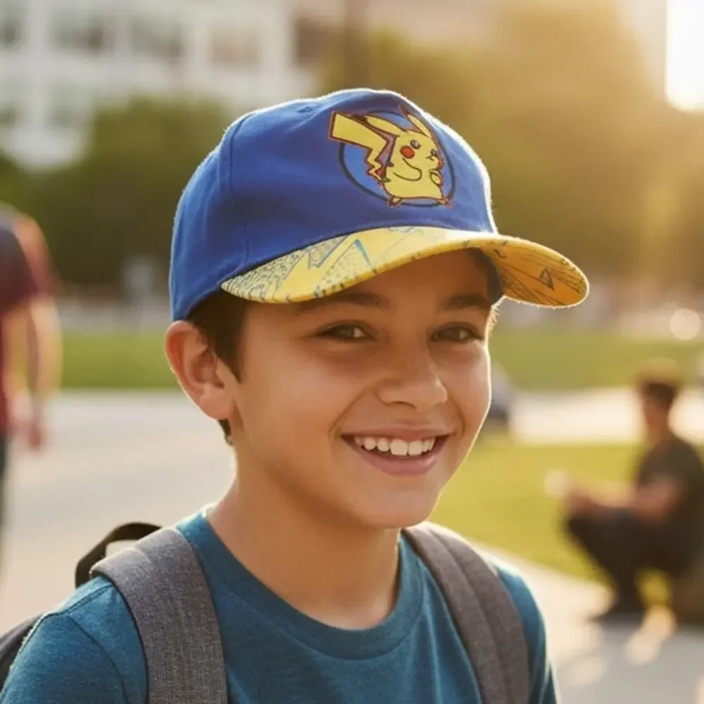 Pokémon Hat Embroidered Pikachu Nintendo Snapback Adjustable Royal Blue Youth OS